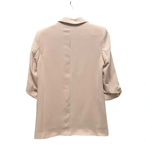 ZARA Basic Blazer Women Sand Pink Cuffed Rolled-Up 3/4 Sleeves Open Front XS NWT - Picture 7 of 13